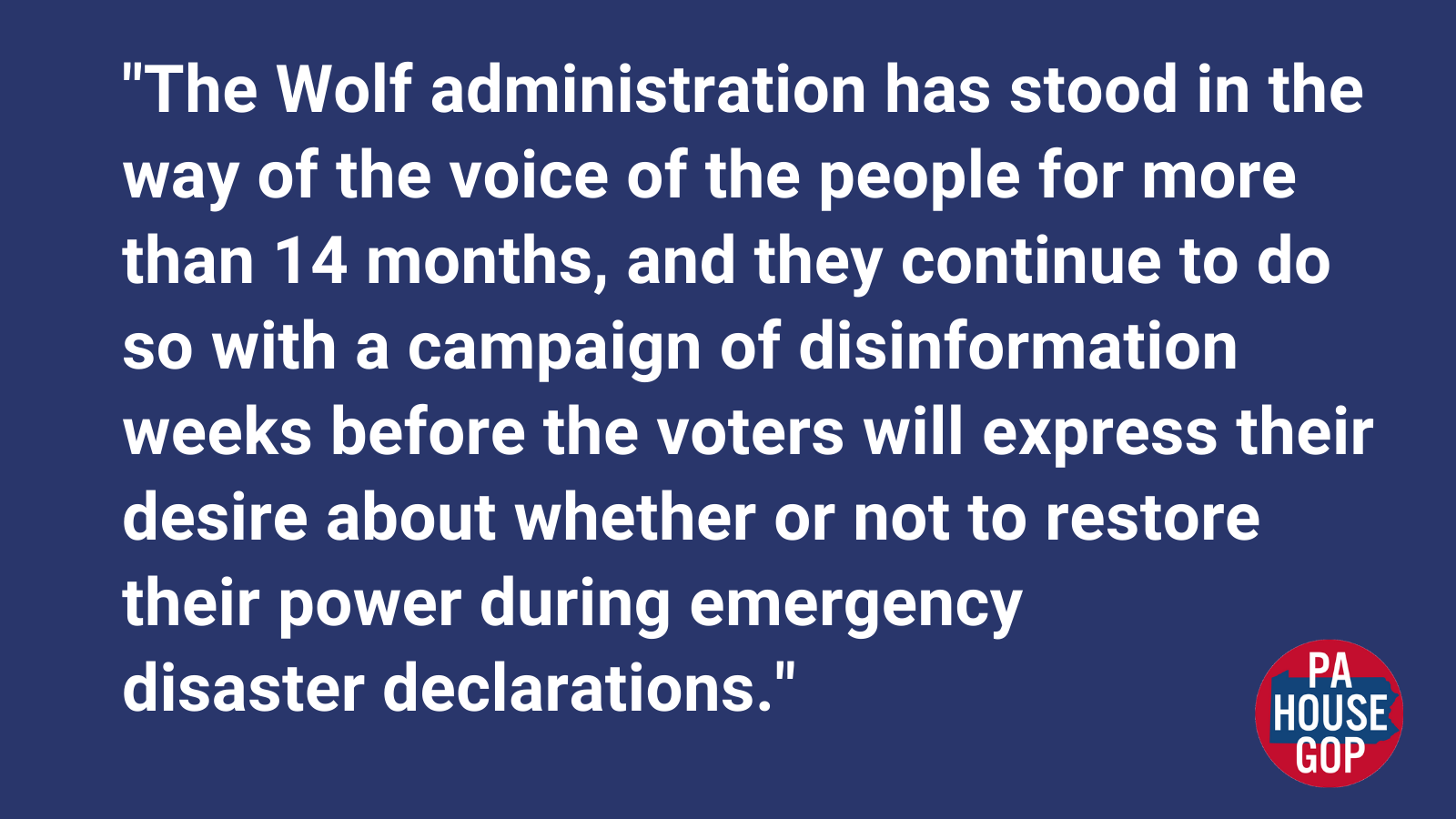 Wolf Administration Continues to Engage in Disinformation Relating to May 18 Primary